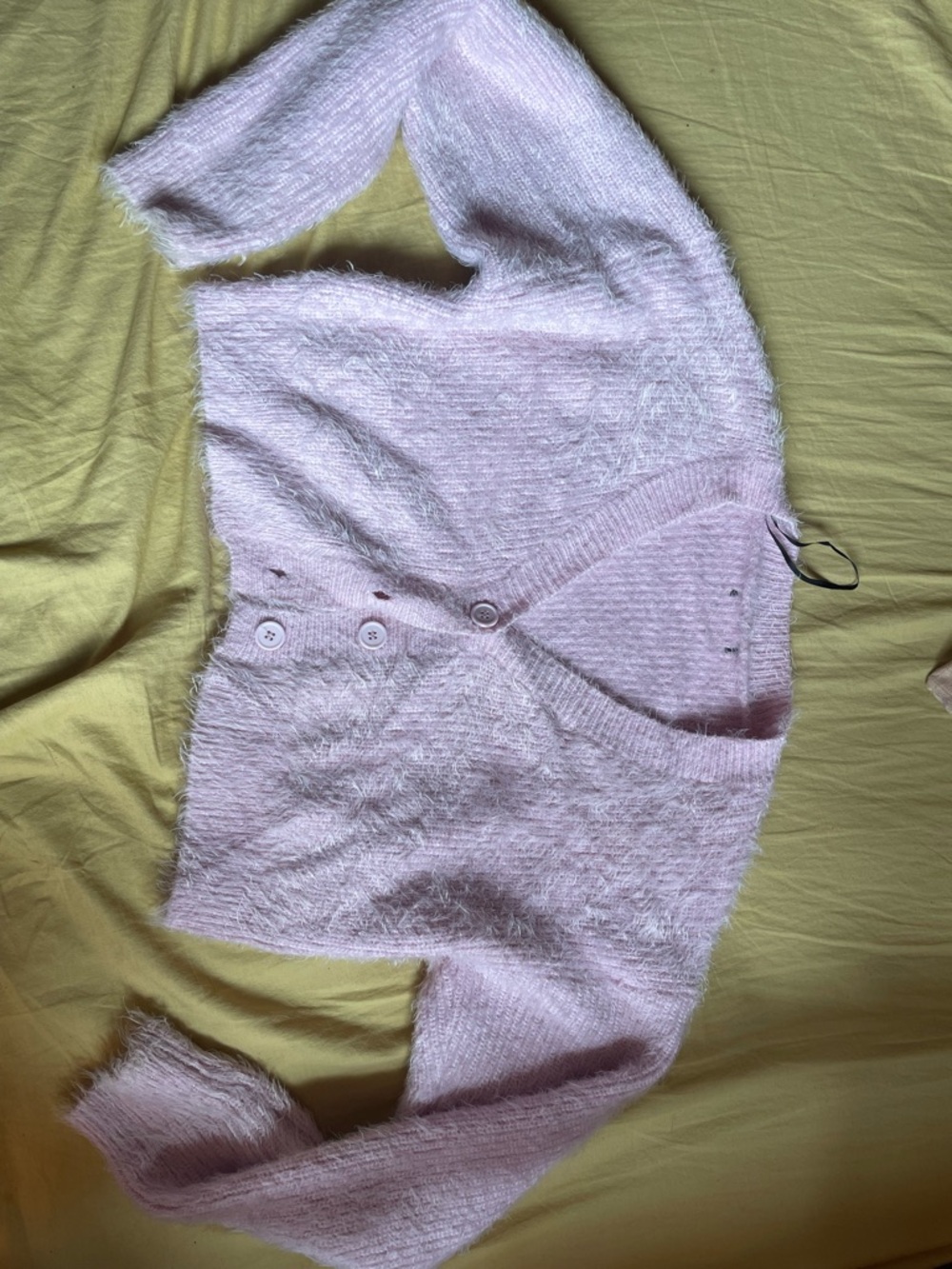 Forever 21 Light Pink Fuzzy Button-Up Cardigan